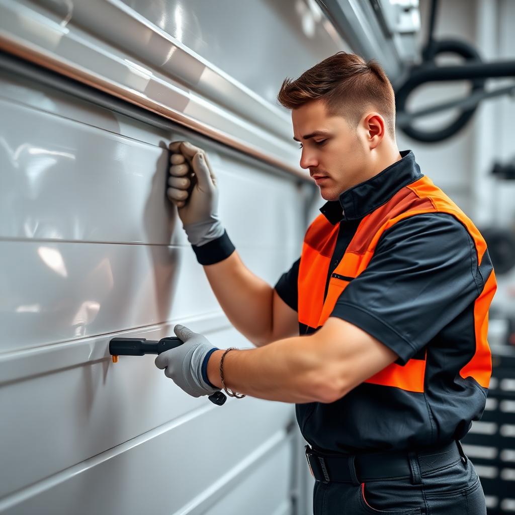 Professional garage door technician at work in Oakland